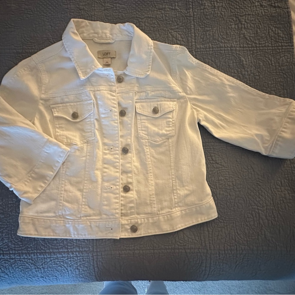 LOFT White Jean Jacket Classic Denim Style